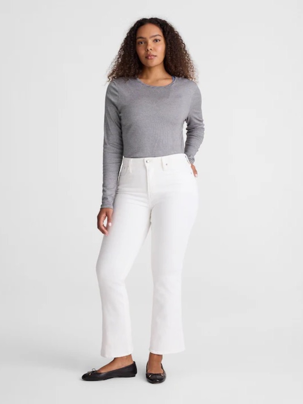 Madewell The Short Curvy Flare Crop Jean Super Stretch Denim Tile White 28 NWT